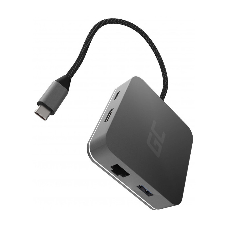 Green Cell HUB adapter 6in1 USB-C (HDMI, USB-C, 3x USB 3.0 & Ethernet) – za MacBook Pro, Dell XPS, Lenovo X1 Carbon & ostale