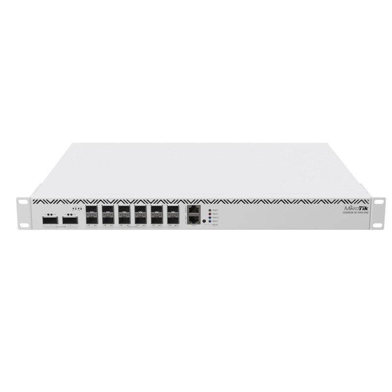 Mikrotik Cloud Core Router 2216-1G-12XS-2XQ, AL73400 CPU (16-cores), 16GB RAM, 2×100G QSFP, 14×25G SFP28, 1×Gbit LAN, 2xM.2 SATA, RouterOS L6, 1U, rackmount, Dual-redundant hot-swap PSU’s