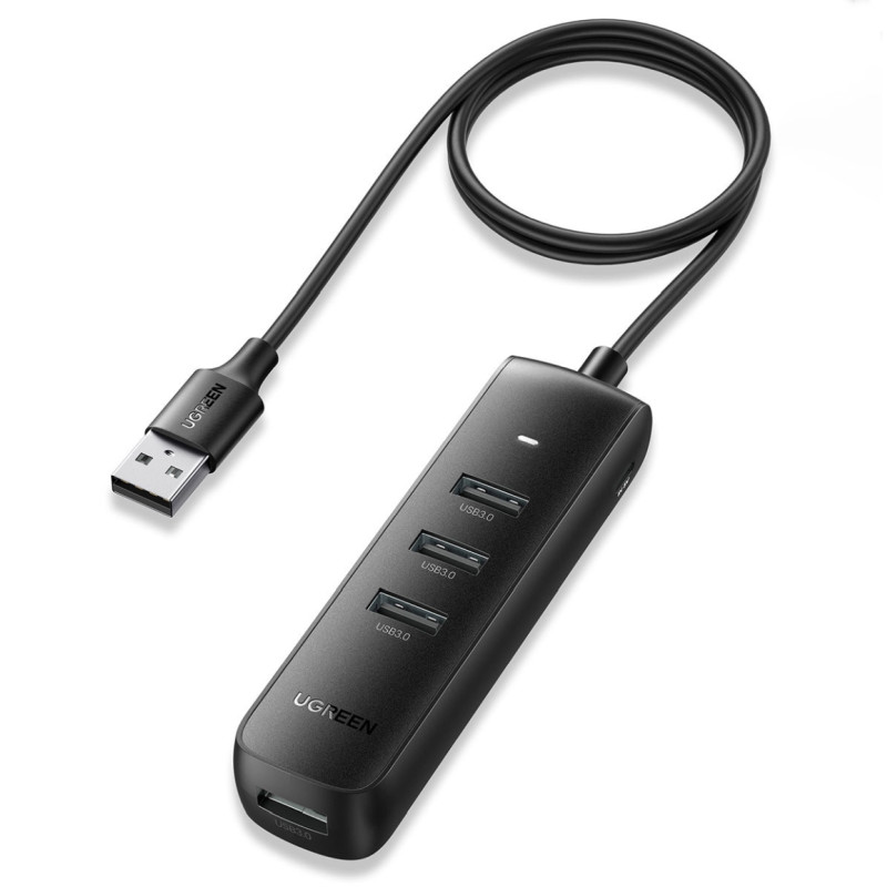UGREEN 4-portni USB-A HUB 4×USB-A 3.0, crni, 1.0m