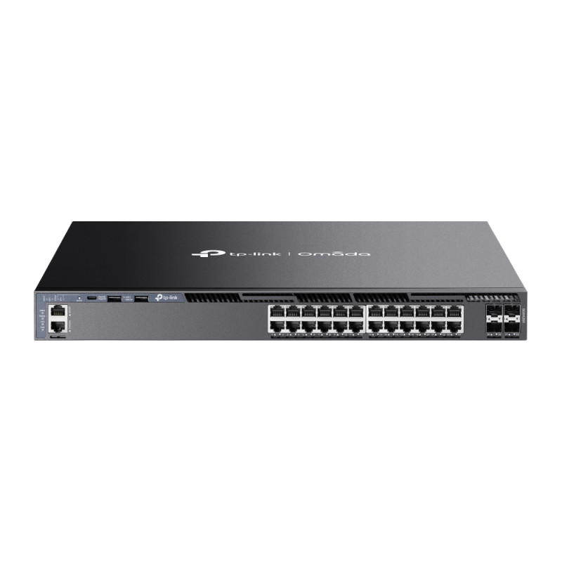 TP-Link 24-Port Omada Gigabit Stackable Managed preklopnik (Switch) L3, 4×10 Gbps SFP+, 2xUSB 2.0, 1×RJ45 Console Port, 1×USB-C Console Port, 1×RJ45 Management Port