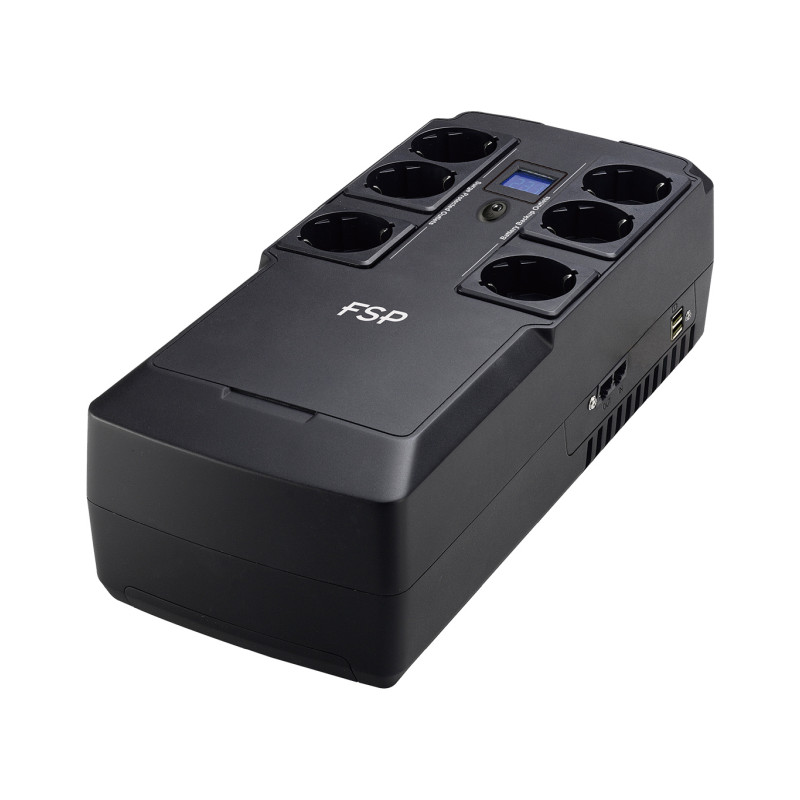 Fortron Source UPS NanoFit 800VA/480W, Offline, 2×USB, 6×Schuko, RJ45, 1×5Ah