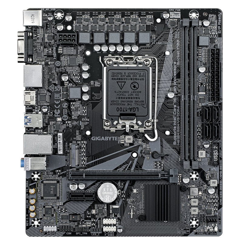 Gigabyte MB H610M S2H V3 DDR4, S.1700, 2xDDR4/3200, PCIe 4.0, G-LAN, VGA/HDMI/2×DP, mATX