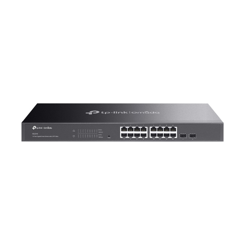 TP-Link Omada JetStream 16-port Gigabit L2+ upravljiv preklopnik (Switch), 16×10/100/1000M RJ45 ports, 2×SFP, 1U 19″ rack mount