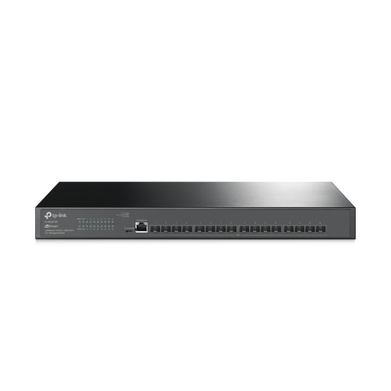 TP-Link 16-Port Omada JetStream Managed preklopnik (Switch) 10GE SFP+ L2+, 16×10G SFP+, RJ45/Micro-USB Console Port, 1U 19″ Rack-mount