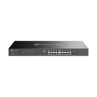 TP-Link Omada JetStream 18-port Gigabit PoE+ upravljiv preklopnik (Switch), 16×G-LAN PoE+, 2×SFP Gigabit, IPv6, 1U 19″ rack-mount kućište (150W)