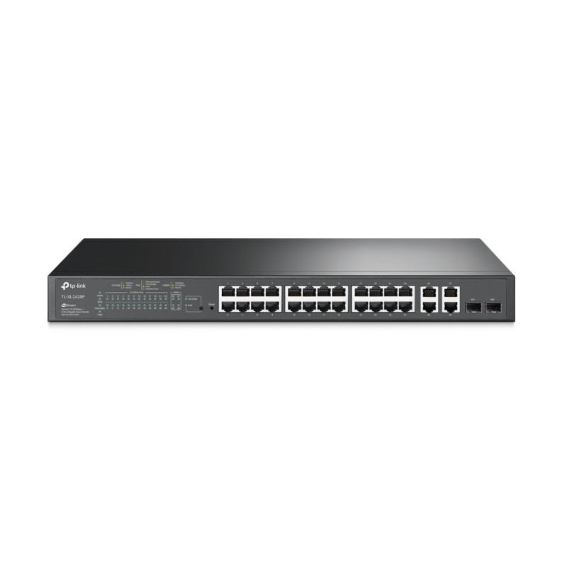 TP-Link Omada SL2428P V6.30 upravljivi PoE+ mrežni preklopnik, 24× 10/100Mbps PoE+, 4× Gigabit, 2× RJ45/SFP Combo, 250W