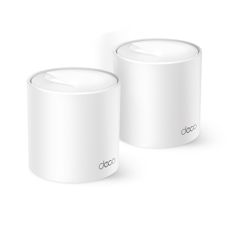 TP-Link Deco X10 (2-pack) AX1500 Mesh Wi-Fi 6 sustav, dual-band, 1201 + 300Mbps, 2× Gigabit port po jedinici, bijeli5Gbps, 2× Gigabit priključka po jedinici