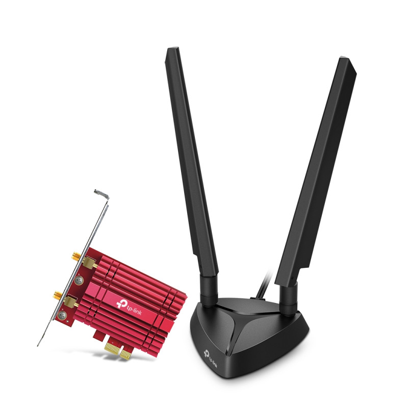 TP-Link Archer TXE75E AXE5400 Wi-Fi 6E PCIe mrežna kartica, Bluetooth 5.3, tri-band, WPA3, magnetna antenska baza