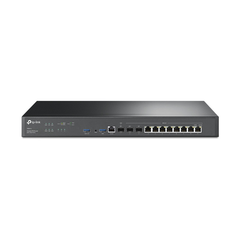TP-Link Omada ER8411 poslovni VPN usmjerivač, 10Gbps, 2× 10G SFP+, 8× Gigabit RJ45, 1× Gigabit SFP, 2× USB 3.0, SD-WAN, Omada SDN