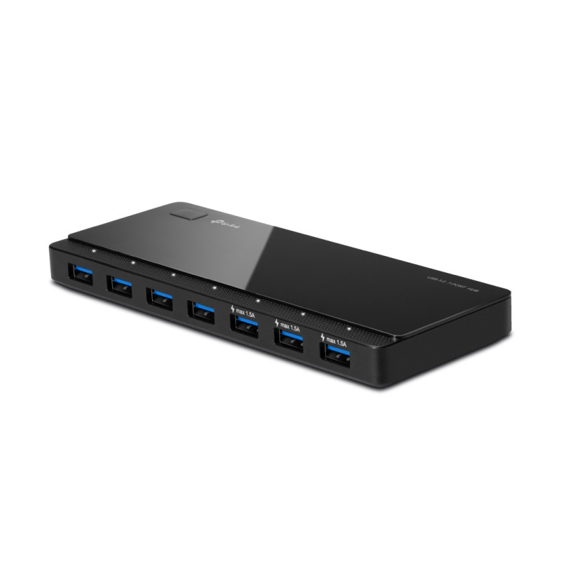 TP-Link UH700 USB 3.0 hub, 7 × USB-A, do 5Gbps, punjenje 5V/1,5A, crni