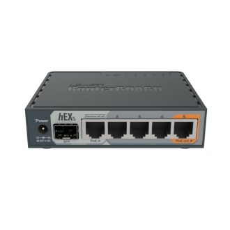 Mikrotik RB760iGS hEX S with Dual Core 880MHz MHz CPU, 256MB RAM, 5×G-LAN, SFP, USB, PoE-out-port #5, RouterOS L4, plastično kućište, PSU
