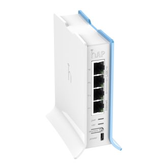 Mikrotik RB941-2nD-TC hAP Lite tower, 650MHz CPU, 32MB RAM, 4×LAN, 2.4Ghz 802.11b/g/n, integrirana antena, RouterOS L4, tower kućište, PSU