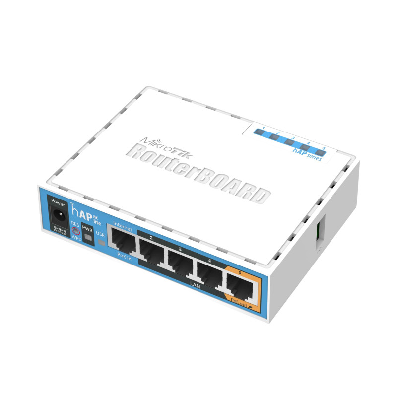 MikroTik hAP ac lite RB952Ui-5ac2nD bežični usmjerivač AC750, Dual-Band, 5x LAN, USB, PoE