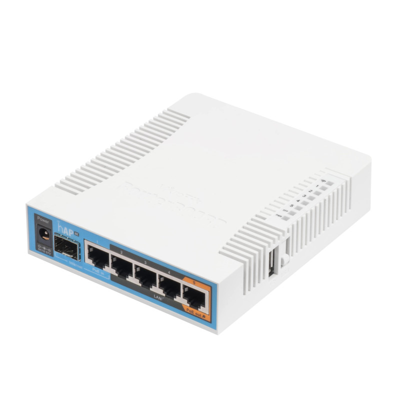 MikroTik hAP ac RB962UiGS-5HacT2HnT bežični usmjerivač AC1750, dual-band, 5x Gigabit LAN, SFP, USB, PoE