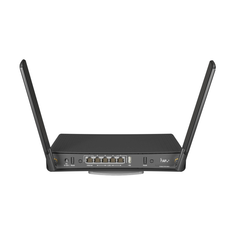 Mikrotik RBD53iG-5HacD2HnD, hAP ac3, 716MHz CPU, 256MB RAM, 5×GLAN, 2.4Ghz/5GHz 802.11b/g/n/ac, 2×vanjska antena, USB, tower/desktop kućište, USB, PSU, RouterOS L4