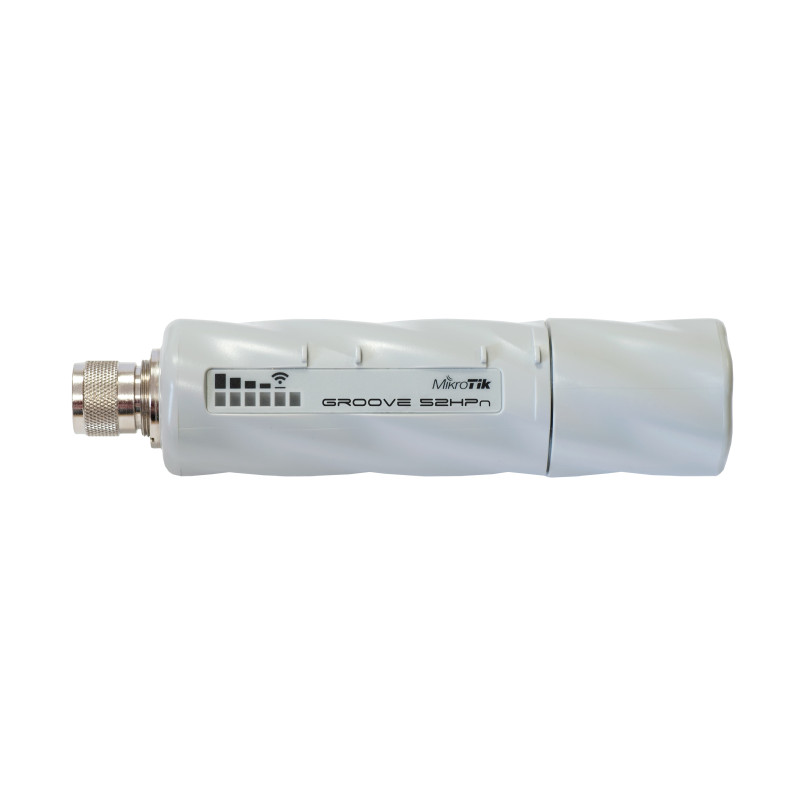 Mikrotik RB GrooveA-52HPn, 600MHz Atheros CPU, 64MB RAM,1×LAN, ugrađeno 2.4/5GHz 802.11a/b/g/n, RouterOS L4, PoE injector, 24V strujni adapter, 6dBi Omni antena