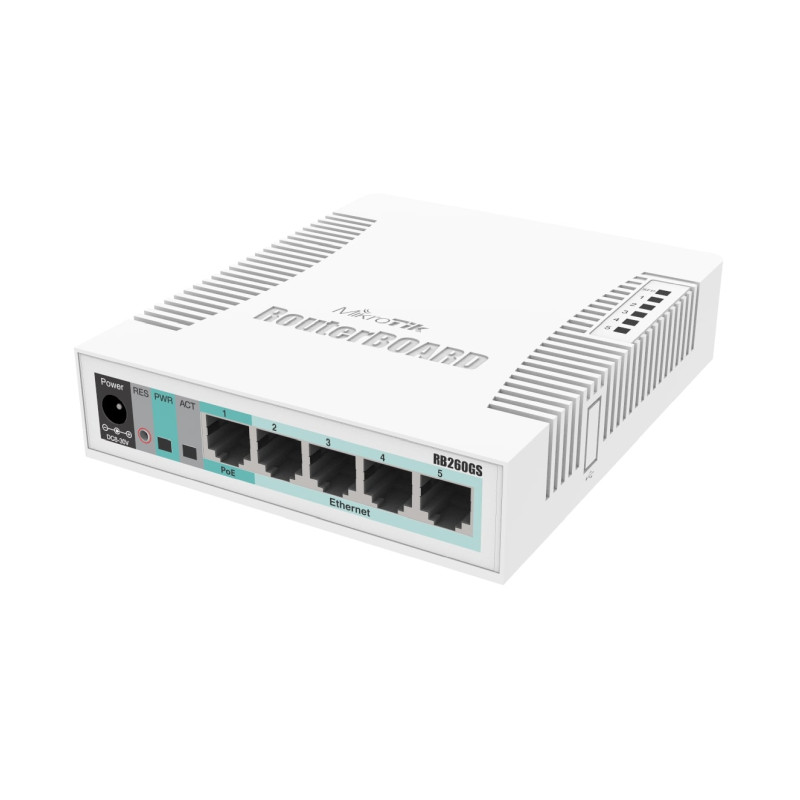 MikroTik RB260GS upravljivi Gigabit Ethernet preklopnik, 5x RJ45, 1x SFP, SwOS