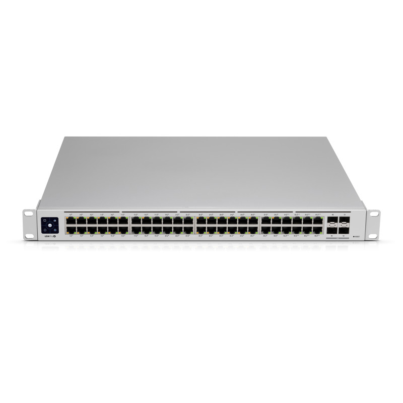 Ubiquiti UniFi Managed 48-port Gigabit Switch (32-port PoE+), 4×SFP, Touchscreen LCD, Rackmount, 195W (USW-48-PoE)