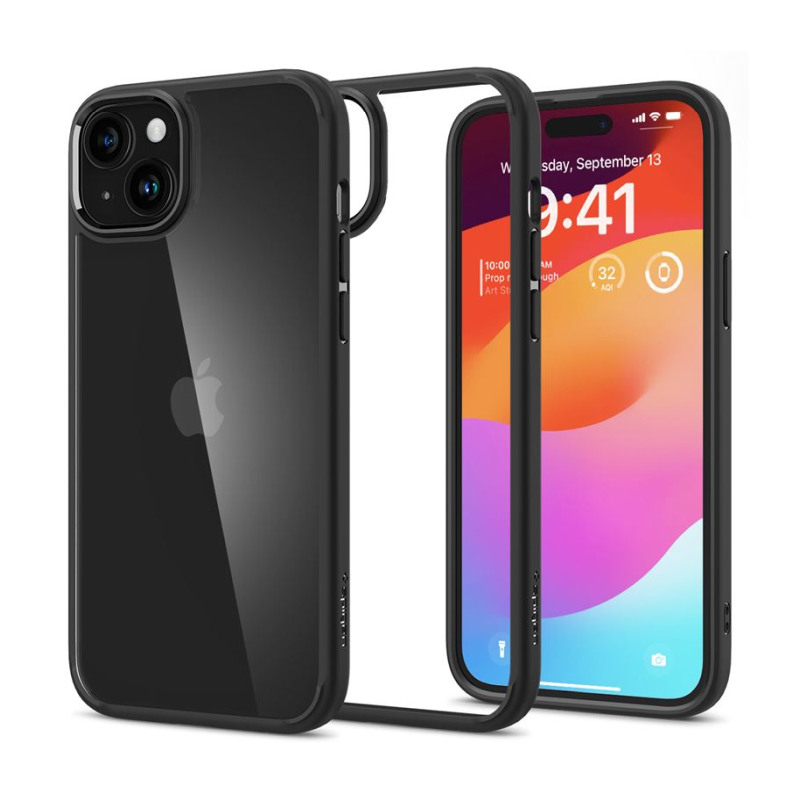 Spigen Crystal Hybrid, zaštitna maska za telefon, mat crna – iPhone 15 Plus (ACS06462)