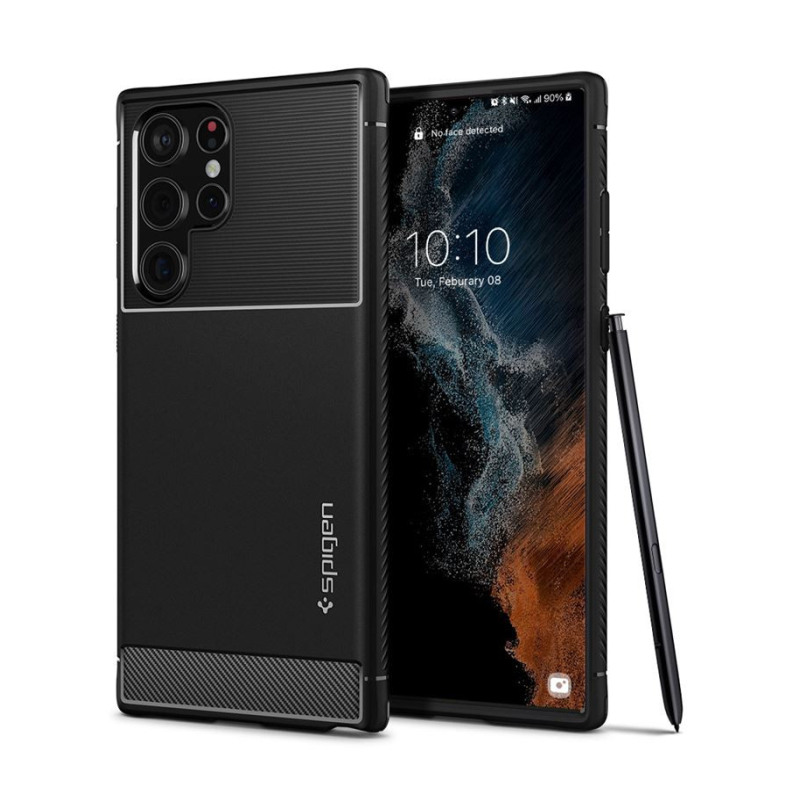Spigen Rugged Armor, zaštitna maska za telefon, mat crna – Samsung Galaxy S22 Ultra (ACS03914)