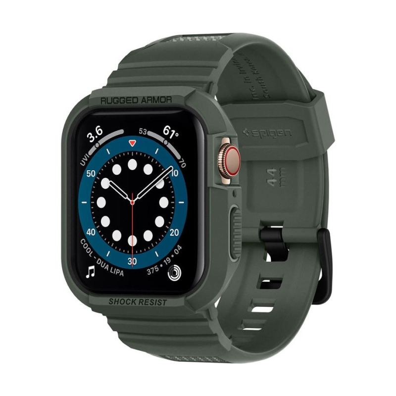 Spigen Rugged Armor Pro, zaštitna maska s remenom za Apple pametni sat, zelena – Apple Watch 8/7 (45mm)/SE 2022/6/SE/5/4 (44mm)