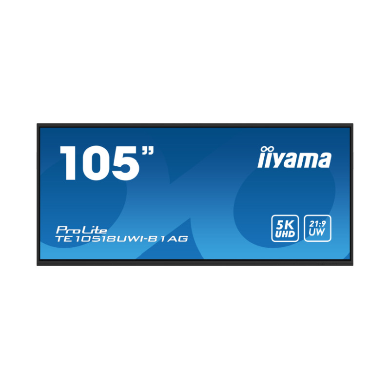 IIYAMA 105″ TE10518UWI-B1AG Touchscreen 5K UHD (5120×2160) VA, 21:9, 6,5ms, 450 cd/m2, 4000:1, 4xHDMI, 1xDP, 2xUSB-C, 1xRS-232, 2xRJ45, 8xUSB, zvučnici, crni
