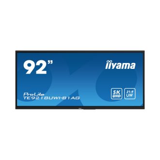 IIYAMA 92″ TE9218UWI-B1AG Touchscreen 5K UHD (5120×2160) VA, 21:9, 6.5ms, 500 cd/m2, 4000:1, HDMI/DP, 6xUSB-A, 2xUSB-C, zvučnici, crni