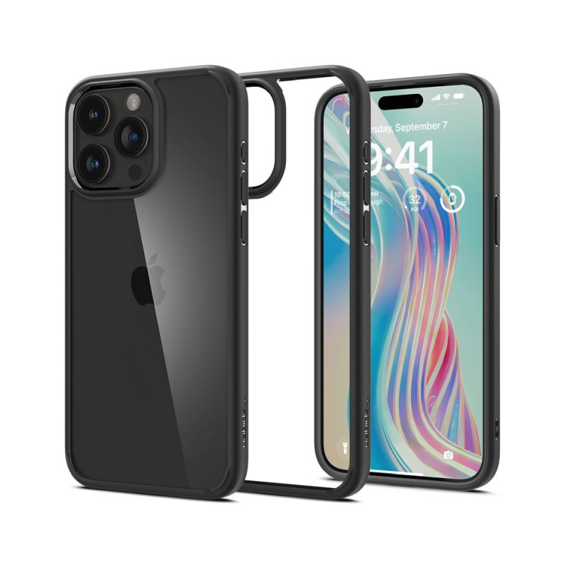 Spigen Crystal Hybrid, matte black – iPhone 15 Pro Max (ACS06449)