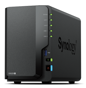 Synology DS225+ DiskStation 2-bay NAS server 2.5″/3.5″ HDD/SSD podrška, Hot Swappable HDD, 2GB, 1×2.5GbE, 1x1GbE, 2xUSB 3.2 Gen 1 Port