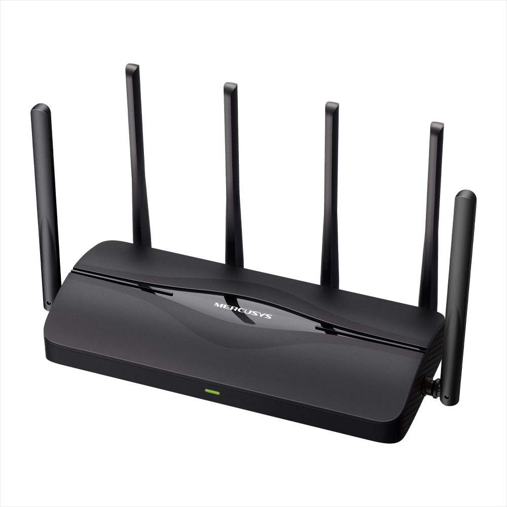 Mercusys BE3600 bežični usmjerivač (Duali-Band Wi-Fi 7 Router) 688Mbps/5760Mbps (2.4GHz/5GHz), 802.11be/ax/ac/a/b/g/n, 3×G-LAN, 1×G-WAN, 6x fiksne omni-direkcione antene