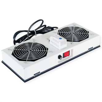 Roline 19″ krovni ventilacijski modul s 2 ventilatora i termostatom, sivi