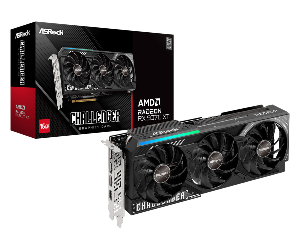 Asrock Radeon RX 9070 XT Challenger 16GB GDDR6, PCIe 5.0×16, 1×HDMI/3×DP