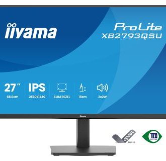IIYAMA 27″ XB2793QSU-B1 QHD (2560×1440) IPS, Pivot, 75Hz, 1ms, 350cd/m2, 1000:1, HDMI/DP, 2×USB, zvučnici