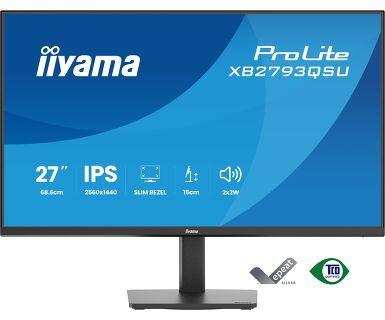 IIYAMA 27″ XB2793QSU-B1 QHD (2560×1440) IPS, Pivot, 75Hz, 1ms, 350cd/m2, 1000:1, HDMI/DP, 2×USB, zvučnici