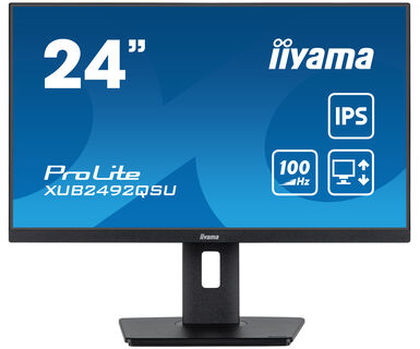 IIYAMA 24″ XUB2492QSU-B1 (23.8″) QHD (2560×1440) IPS, Pivot, 100Hz, 0.5ms, 300cd/m2, HDMI/DP, 3×USB3.2/USB-C, zvučnici