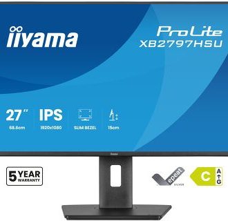 IIYAMA 27″ XB2797HSU-B1 FHD (1920×1080) 120Hz, Pivot, 350cd/m2, Speakers, HDMI, DP, 1ms, USB-Ax2, USB-Cx2