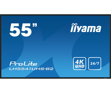 IIYAMA 55″ LH5541UHS-B2 4K UHD (3840×2160) IPS Signage 24/7, 500 cd/m2, 1200:1, non Android, media play USB, LAN control