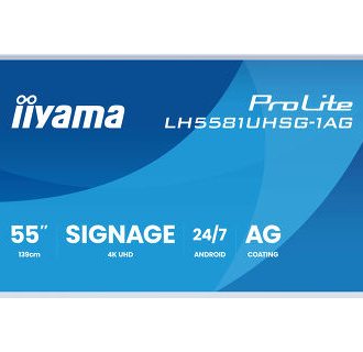 IIYAMA 55″ LH5581UHSG-1AG 4K UHD (3840×2160) VA Signage 24/7, 500 cd/m2, 5000:1, white, removable frame, Android OS 14, iiShare, iiControl, iiSignage2