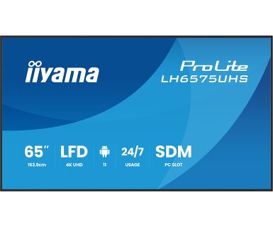 IIYAMA 65″ LH6575UHS-B2AG 4K UHD (3840×2160) IPS Signature 24/7, 500 cd/m2, 1200:1, Android OS, E-Share, iiSignage2