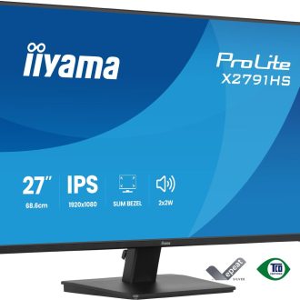 IIYAMA 27″ X2791HS-B1 FHD (1920×1080) IPS, 120Hz, 1ms, 350cd/m2, 1500:1, HDMI/DP, zvučnici