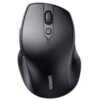 UGREEN MU101 ergonomski bežični miš, Dual Mode, Bluetooth 5.0 i 2,4 GHz, 4000 DPI, crni